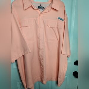 Peach/Orange Habit Button-Up Short Sleeve Shirt. Size 3X